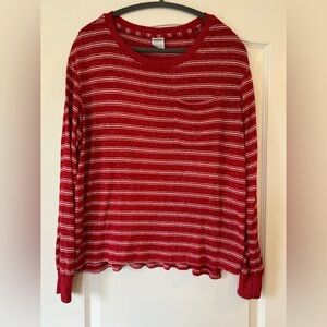 EUC Stars Above Red & White Striped Long Sleeve Pajama Top L